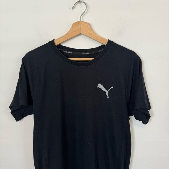 Black Puma Keep You Dry Tee Shirt with Gray Logo Graphic Top Size Mens Small - Picture 4 of 6